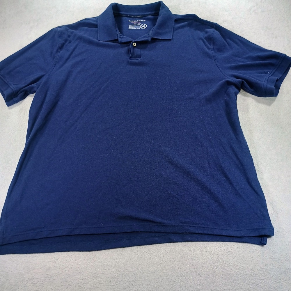 Saddlebred Mens Perfect Pro Polo Navy Blue 2XLT Pique Knit Short Sleeve